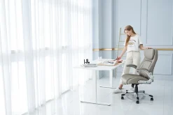 Nouhaus Posture Ergonomic PU Leather High-Back Executive Office Chair, Flat Taupe