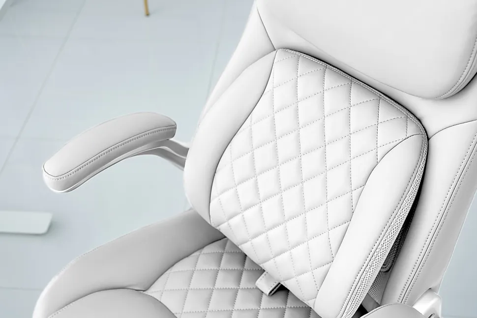Nouhaus Posture Ergonomic PU Leather High-Back Executive Office Chair, Flat White