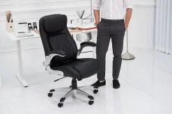 Nouhaus Posture Ergonomic PU Leather High-Back Executive Office Chair, Flat Black
