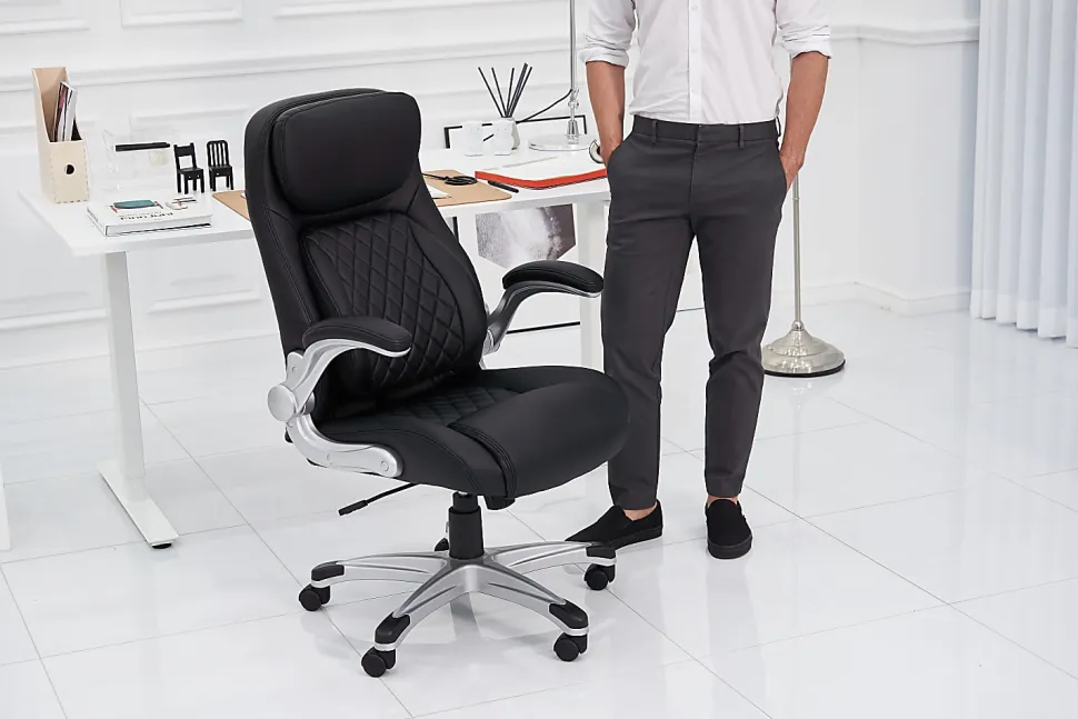 Nouhaus Posture Ergonomic PU Leather High-Back Executive Office Chair, Flat Black