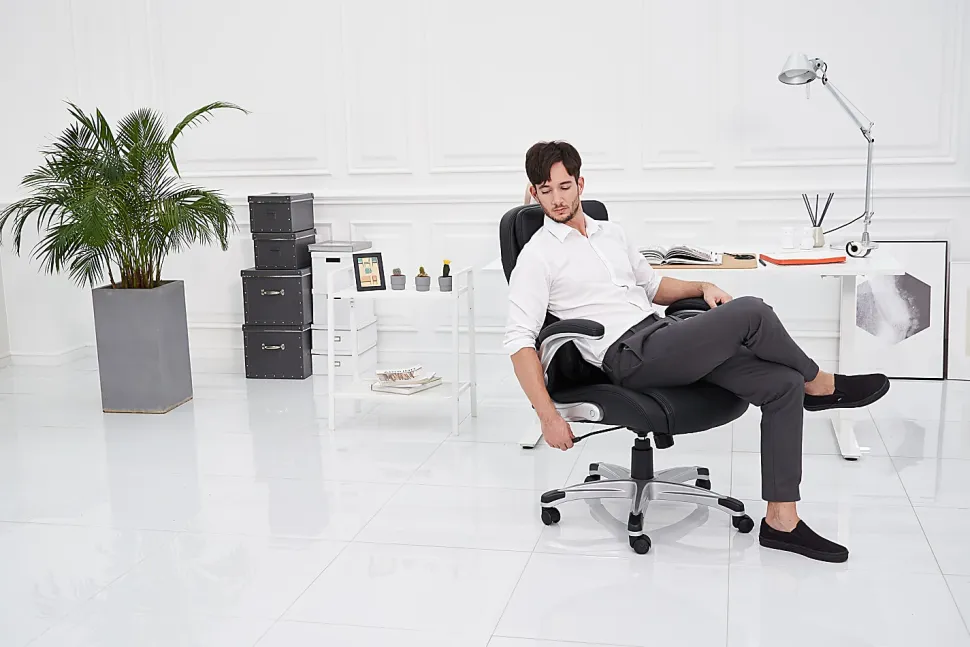 Nouhaus Posture Ergonomic PU Leather High-Back Executive Office Chair, Flat Black