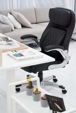 Nouhaus Posture Ergonomic PU Leather High-Back Executive Office Chair, Flat Black