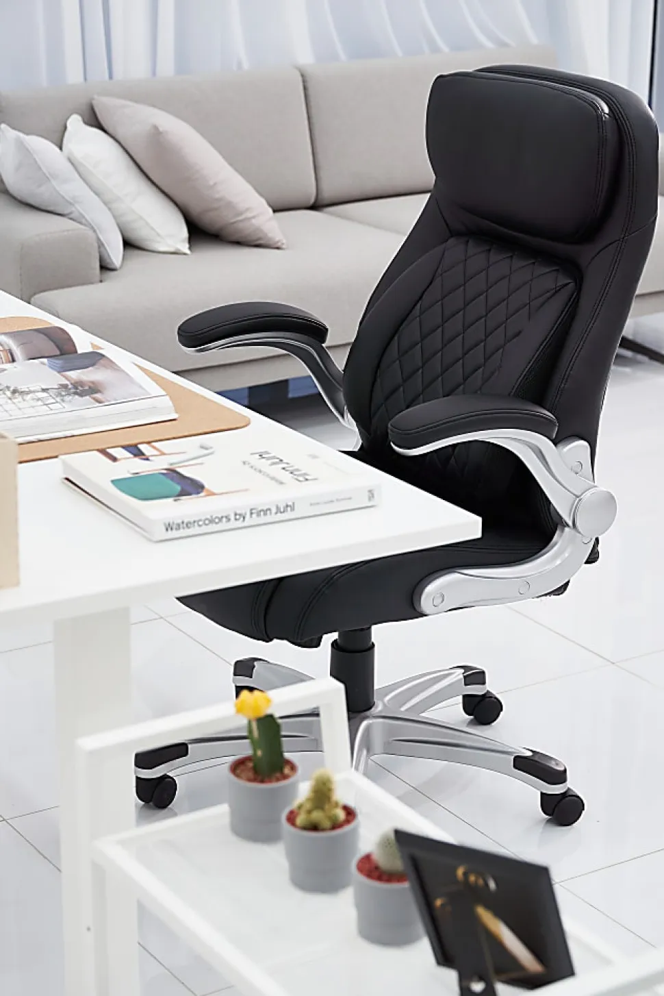 Nouhaus Posture Ergonomic PU Leather High-Back Executive Office Chair, Flat Black