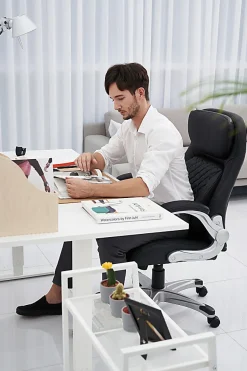 Nouhaus Posture Ergonomic PU Leather High-Back Executive Office Chair, Flat Black