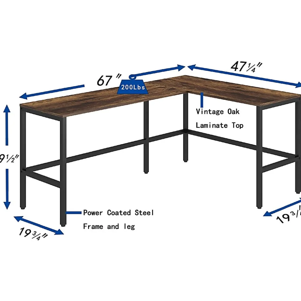 NuSparc L-Shape Metal Frame Desk - For - Table TopL-shaped Top - Contemporary Style