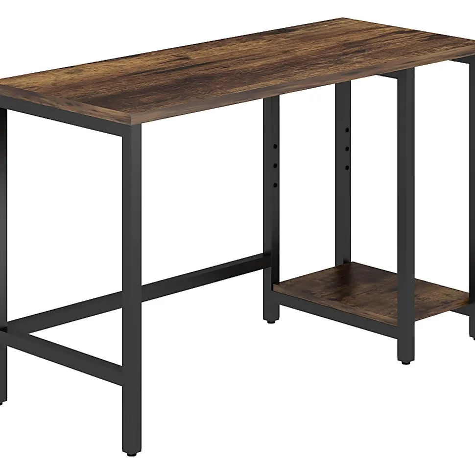 NuSparc Metal Frame Desk - Vintage Oak, Black Top - Contemporary Style - 220 lb Capacity