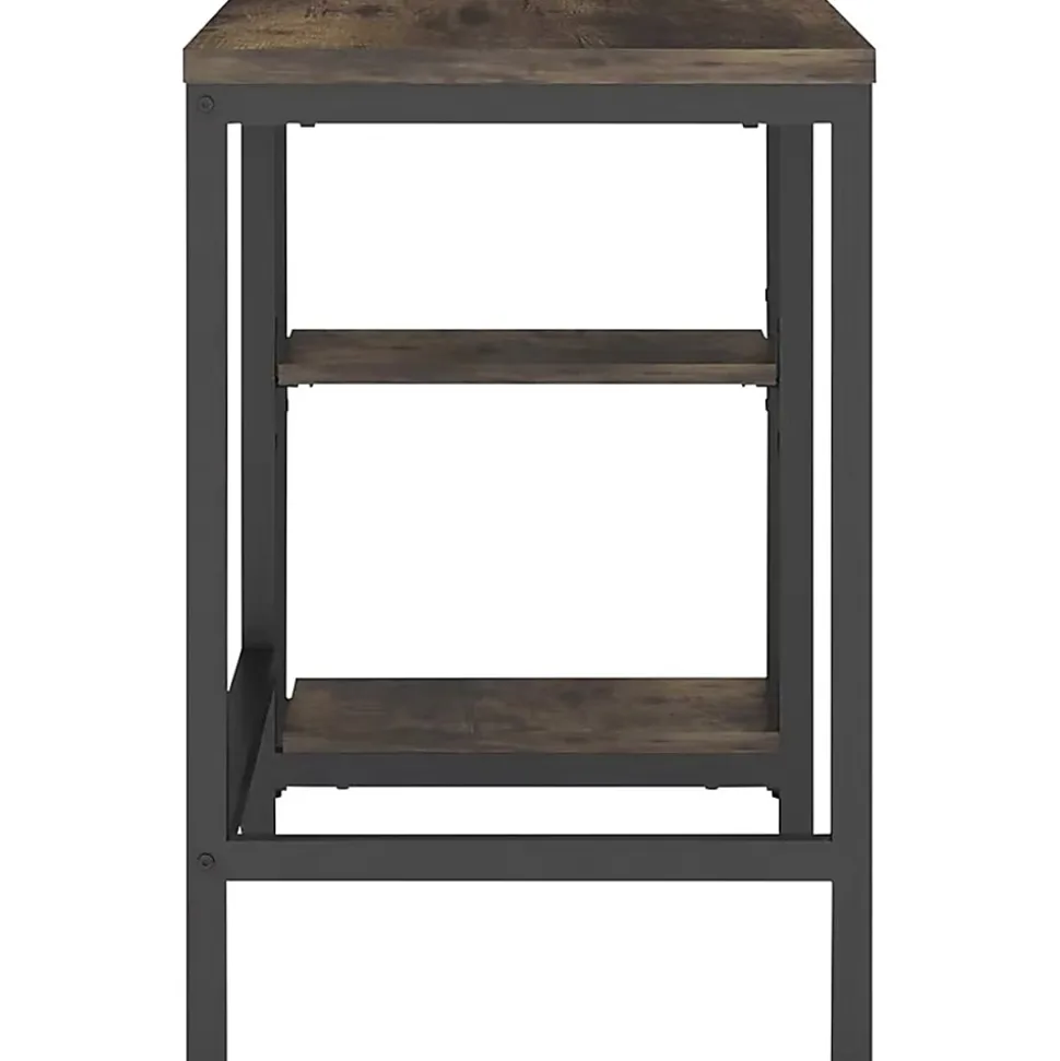 NuSparc Metal Frame Desk - Vintage Oak, Black Top - Contemporary Style - 220 lb Capacity