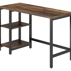 NuSparc Metal Frame Desk - Vintage Oak, Black Top - Contemporary Style - 220 lb Capacity