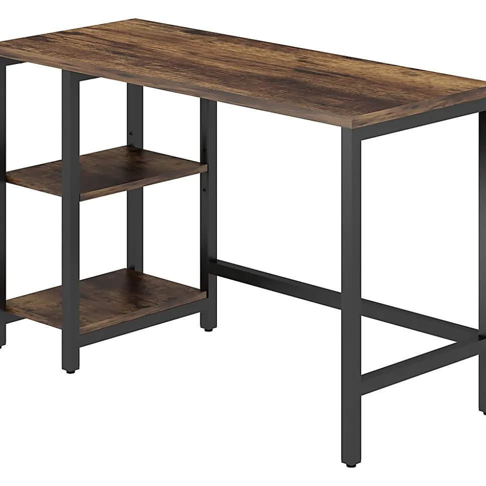 NuSparc Metal Frame Desk - Vintage Oak, Black Top - Contemporary Style - 220 lb Capacity
