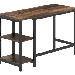 NuSparc Metal Frame Desk - Vintage Oak, Black Top - Contemporary Style - 220 lb Capacity