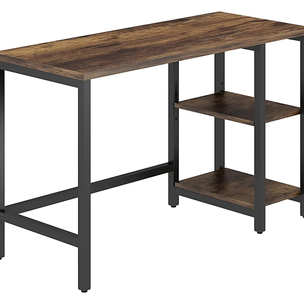 NuSparc Metal Frame Desk - Vintage Oak, Black Top - Contemporary Style - 220 lb Capacity