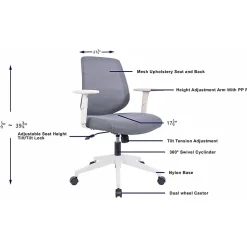 NuSparc Mid-Back Task Chair - Fabric Back Material - Mid Back - 5-star Base - Gray - Armrest - 1 Each