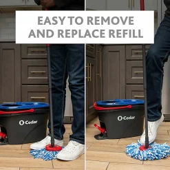 O-Cedar EasyWring RinseClean Spin Mop - MicroFiber Head - Washable, Reusable, Machine Washable, Refillable, Telescopic Handle - Multi - 1 Each