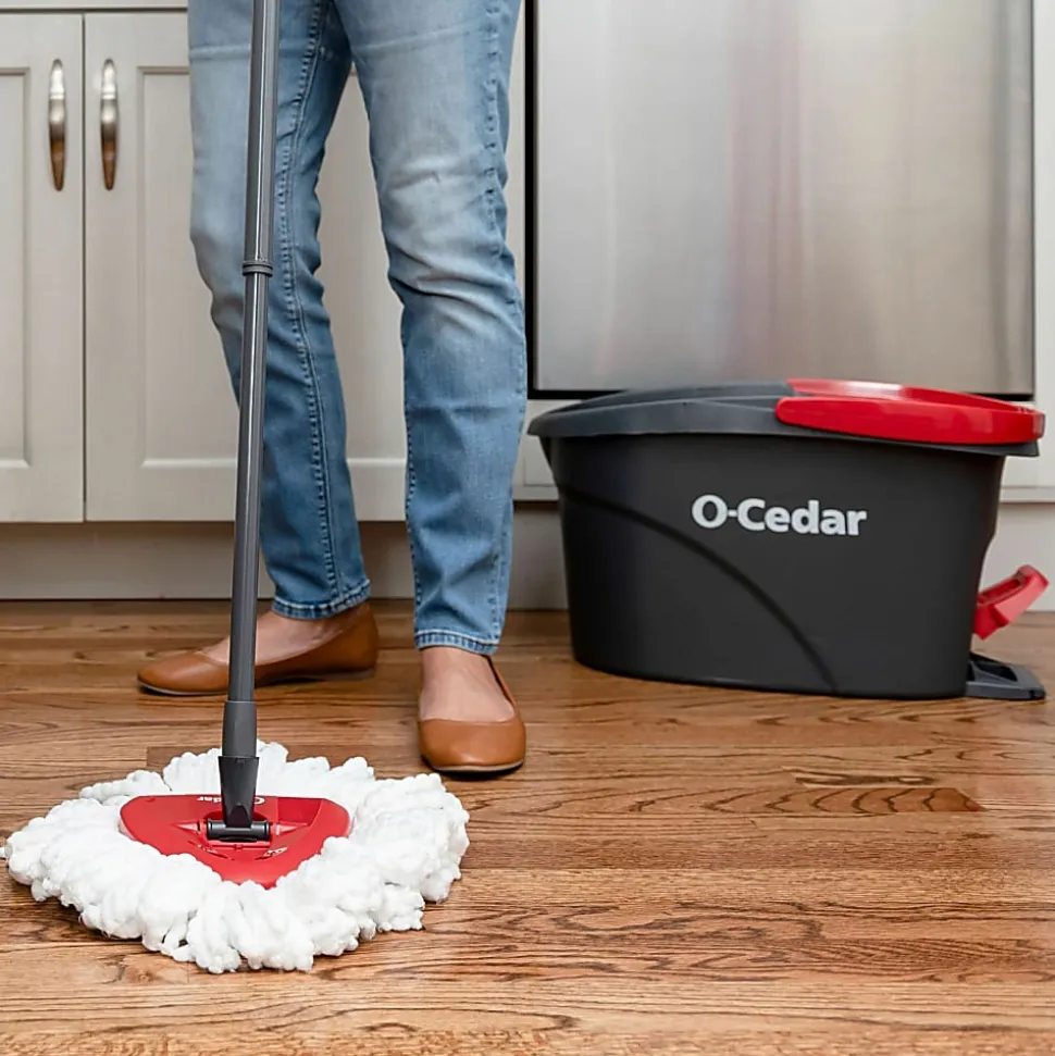 O-Cedar EasyWring Spin Mop & Bucket System - Red, Gray - 1 Each