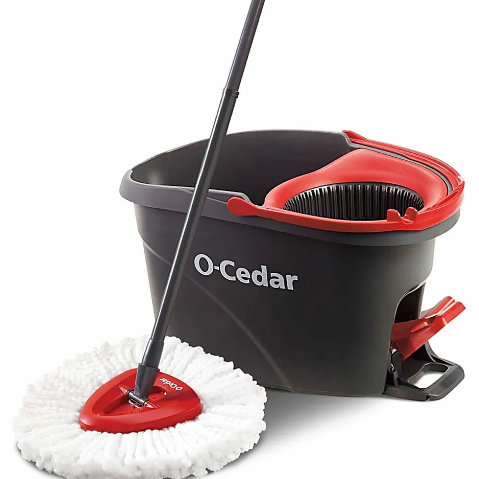 O-Cedar EasyWring Spin Mop & Bucket System - Red, Gray - 1 Each