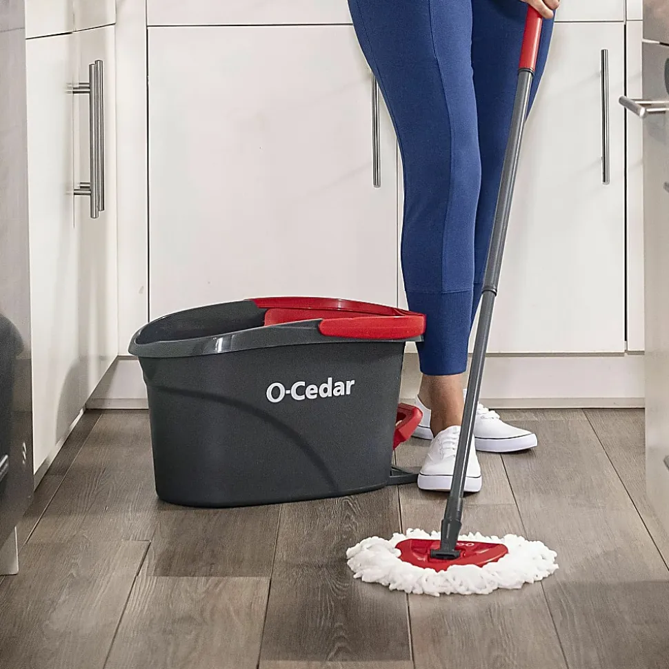 O-Cedar EasyWring Spin Mop & Bucket System - Red, Gray - 1 Each