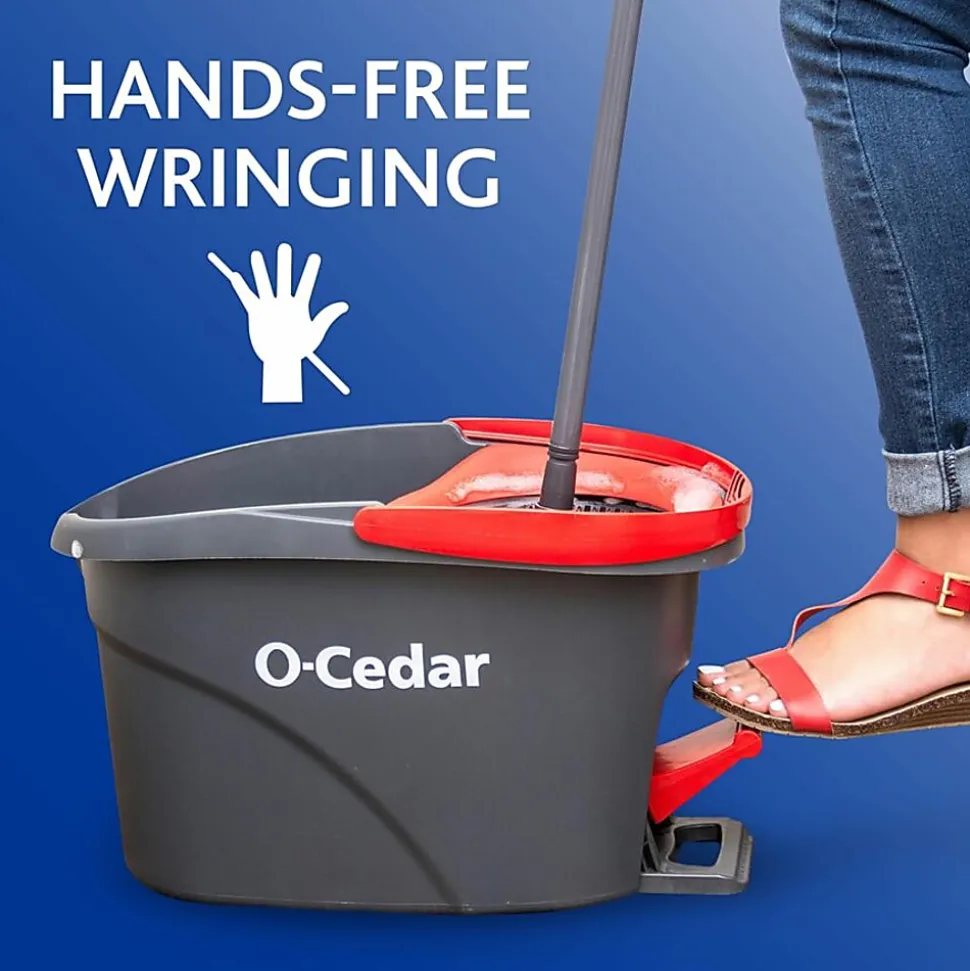 O-Cedar EasyWring Spin Mop & Bucket System - Red, Gray - 1 Each