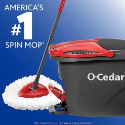 O-Cedar EasyWring Spin Mop & Bucket System - Red, Gray - 1 Each