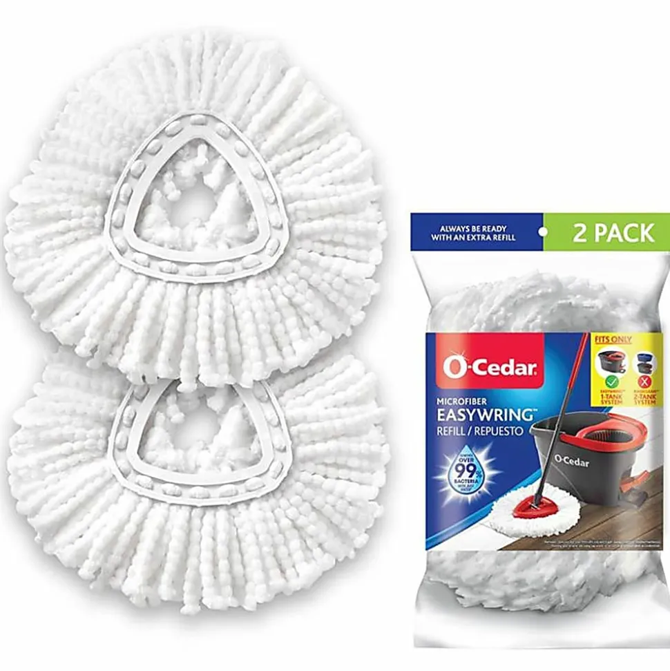 O-Cedar EasyWring Spin Mop Refill - MicroFiber - White - 2 / Pack