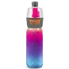 O2COOL Mist N’ Sip Water Bottle, 20 Oz, Ombre Raspberry