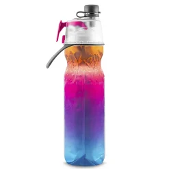 O2COOL Mist N’ Sip Water Bottle, 20 Oz, Ombre Raspberry