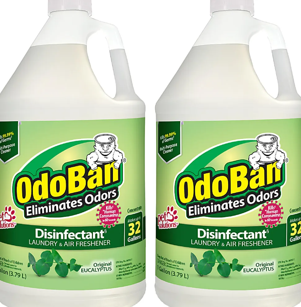 OdoBan Disinfectant Concentrate And Odor Eliminator, 1 Gallon, Original Eucalyptus Scent, Pack Of 2 Jugs