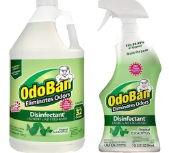 OdoBan Odor Eliminator Disinfectant, 1 Gallon Concentrate and 32 Oz Spray Bottle, Original Eucalyptus Scent