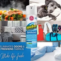 OdoBan Ready-to-Use Disinfectant and Odor Eliminator Set, 14.6 Oz Spray and 14 Oz Solid Odor Absorber, Fresh Linen Scent
