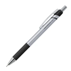 Office Depot® Brand Advanced Ink Retractable Ballpoint Pens, Needle Point, 0.7 mm, Silver Barrel, Black Ink, Pack Of 12