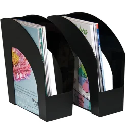 Office Depot® Brand Arched Plastic Magazine Files, Pack Of 2, Black