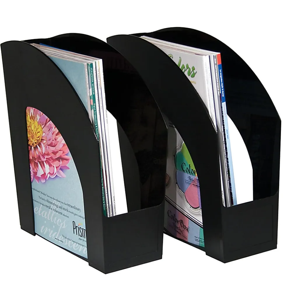 Office Depot® Brand Arched Plastic Magazine Files, Pack Of 2, Black