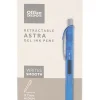 Office Depot® Brand Astra Retractable Gel Ink Pens, Medium Point, 0.7 mm, Blue Barrel, Blue Ink, Pack Of 12 Pens
