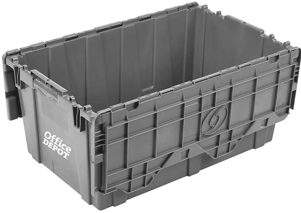 Office Depot® Brand Attached-Lid Storage Container, 12"H x 17"W, x 27"D, Gray
