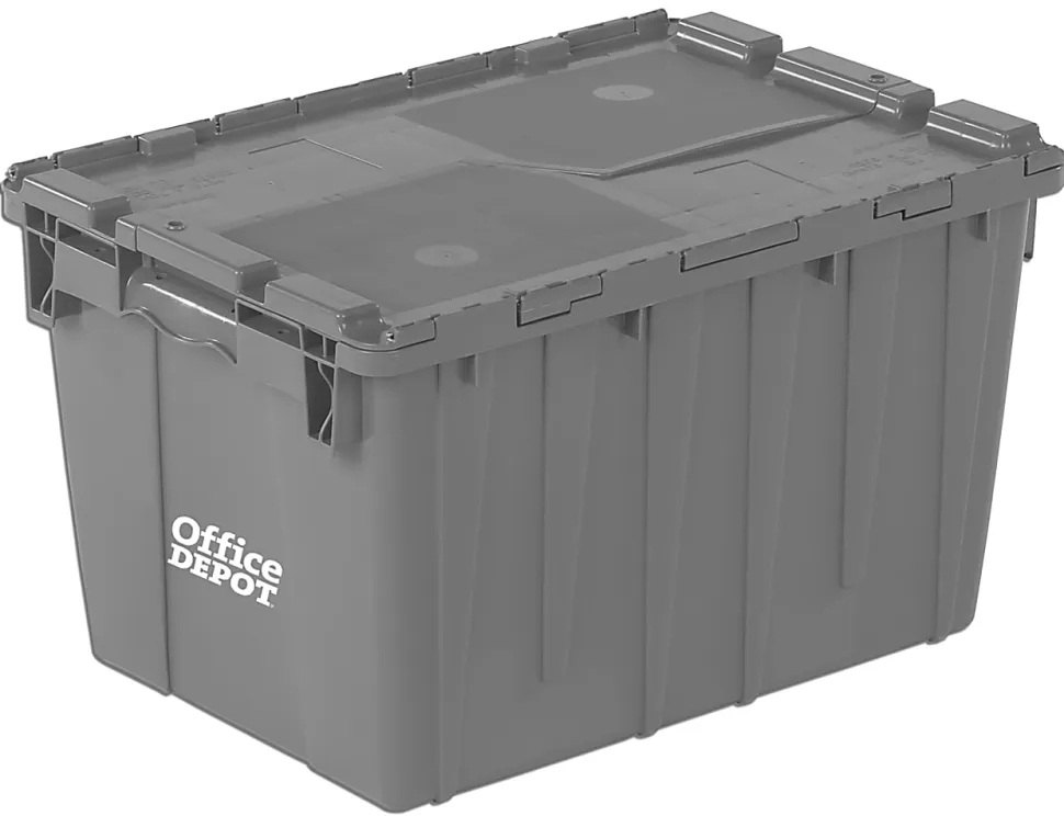 Office Depot® Brand Attached-Lid Storage Container, 12"H x 15"W, x 21"D, Gray