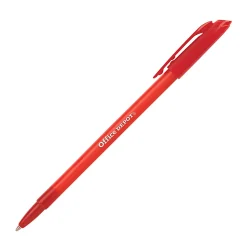 Office DepotĀ® Brand Ballpoint Stick Pens, Medium Point, 1.0 mm, Red Barrel, Red Ink, Pack Of 12