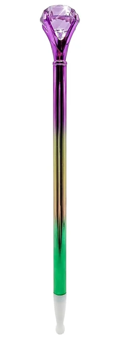 Office Depot® Brand Ballpoint Pen With Topper, Medium Point, 1.0 mm, Multicolor Barrel, Black Ink, Pink Diamond