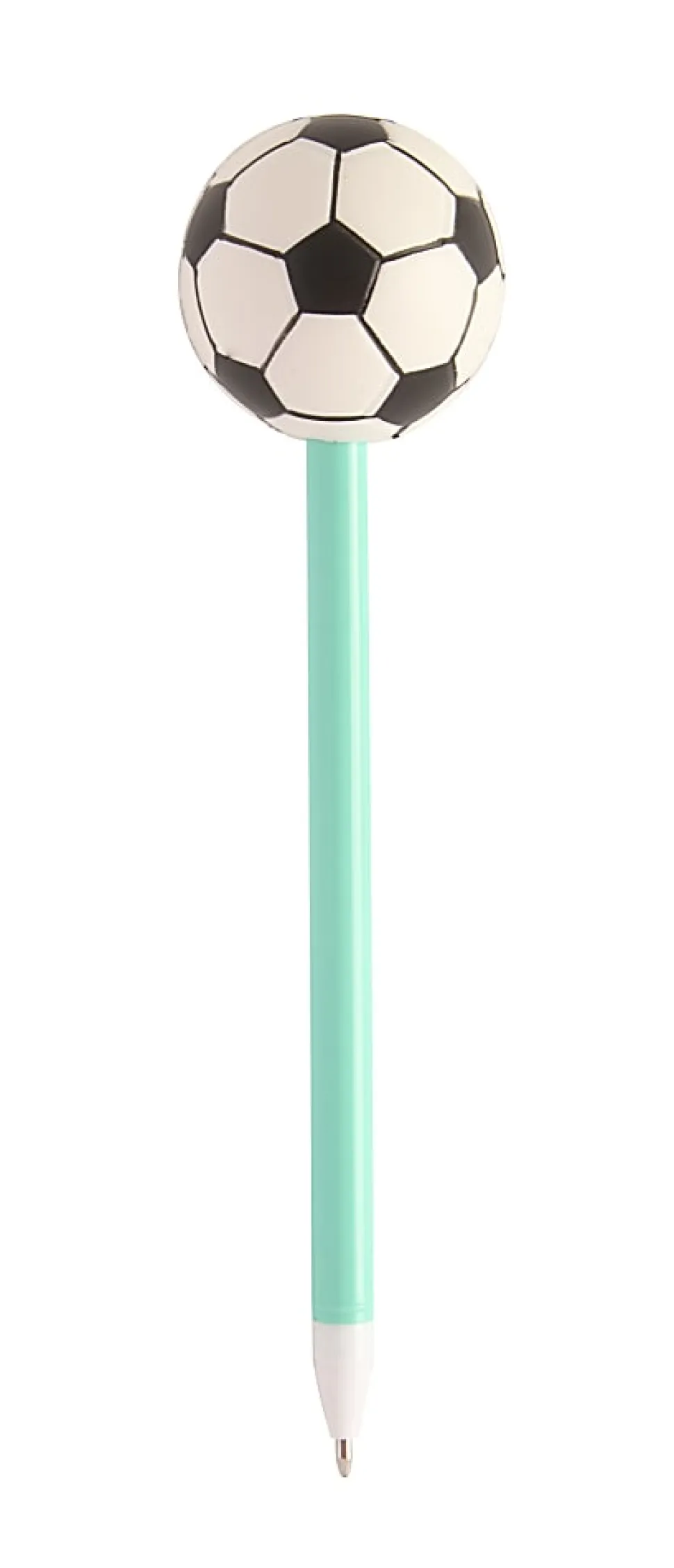 Office Depot® Brand Ballpoint Pen With Topper, Medium Point, 0.7 mm, Teal Barrel, Black Ink, Soccer Ball