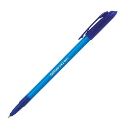 Office Depot® Brand Ballpoint Stick Pens, Medium Point, 1.0 mm, Blue Barrel, Blue Ink, Pack Of 36