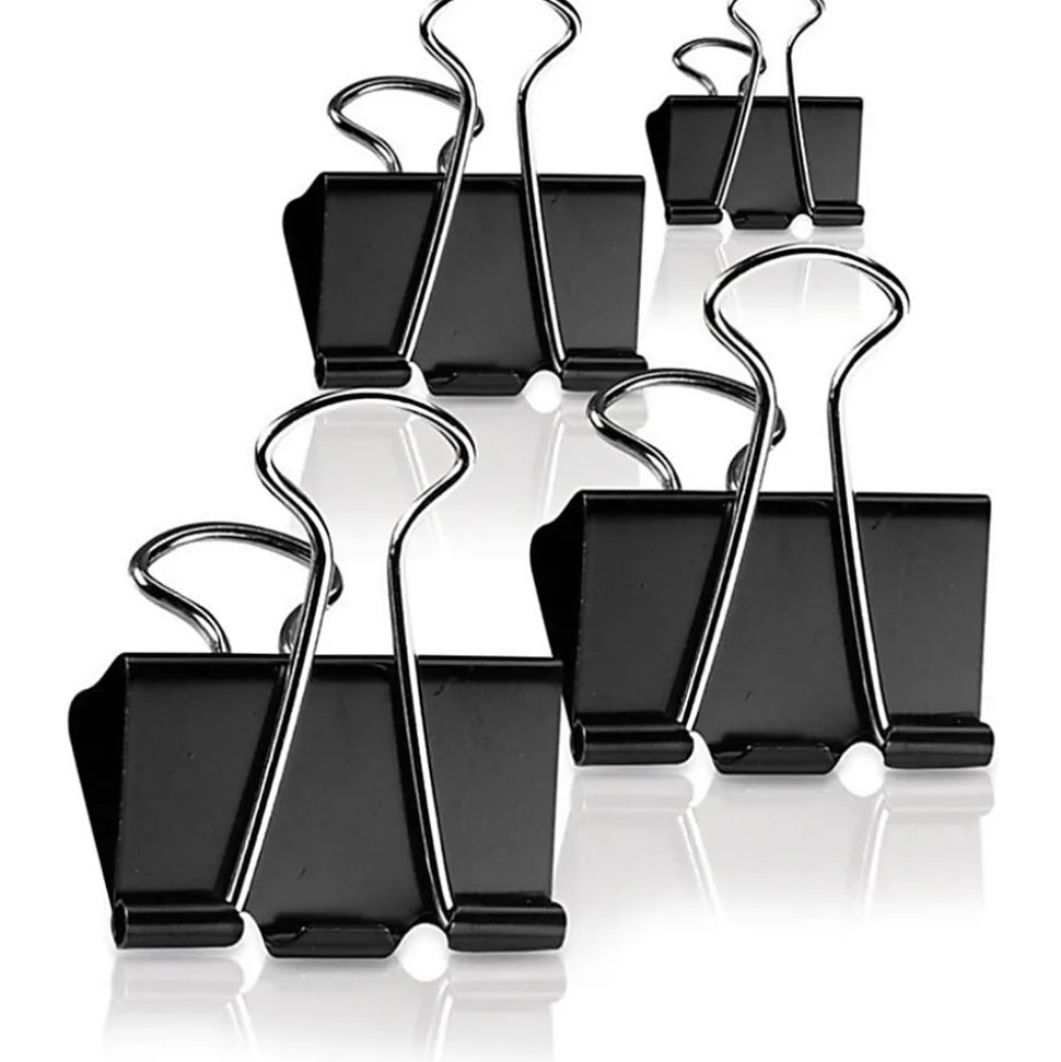 Office Depot® Brand Binder Clips, Medium, 1-1/4" Wide, 5/8" Capacity, Black, Box Of 12