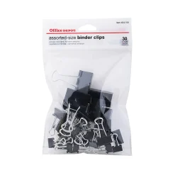 Office Depot® Brand Binder Clips, Assorted Sizes, Black, Pack Of 30