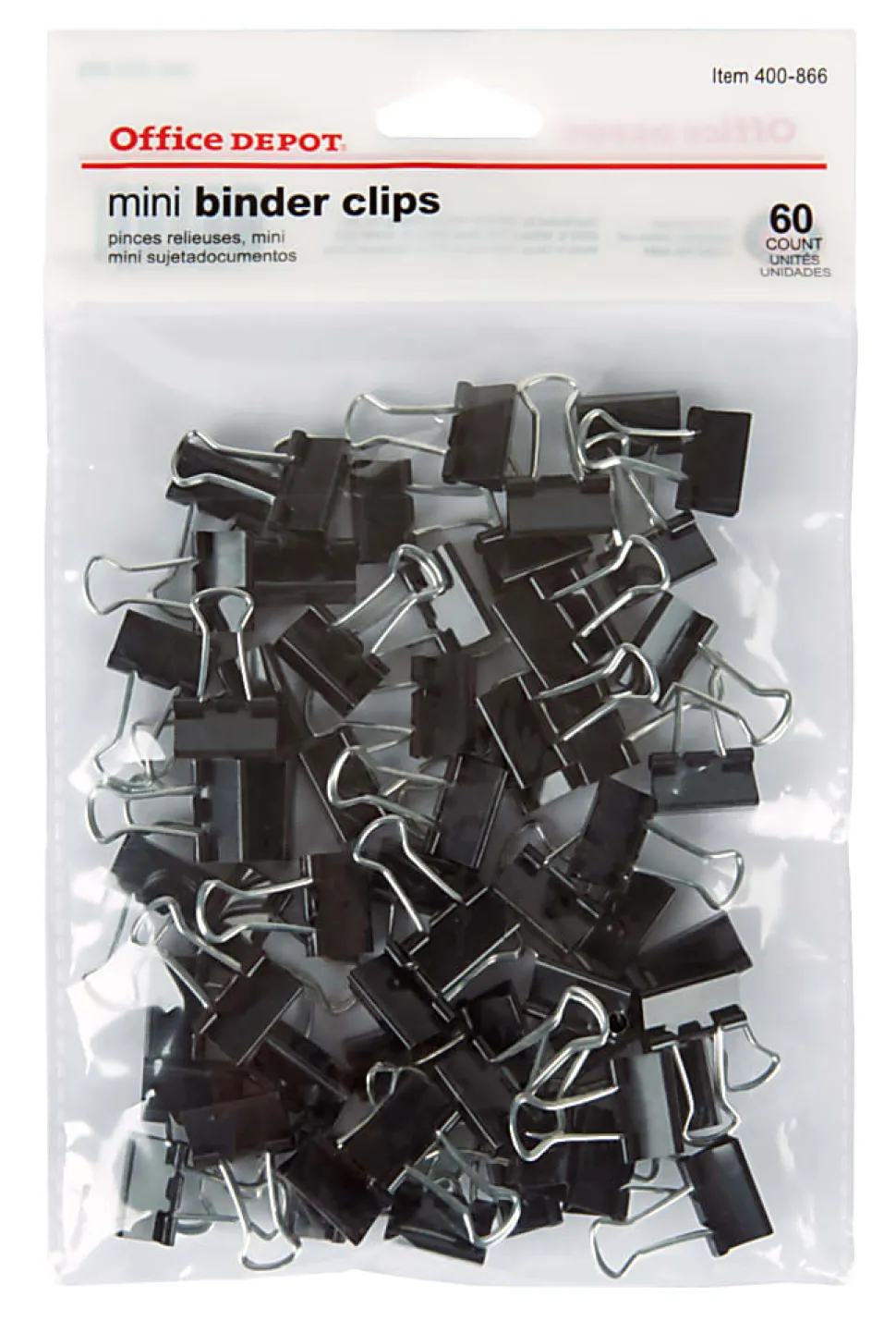 Office Depot® Brand Binder Clips, Mini, 9/16" Wide, 1/4" Capacity, Black, Pack Of 60