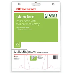 Office Depot® Brand Bleed Resistant Easel Pads, 27" x 32", 50 Sheets, 40% Recycled, White, Pack of 2