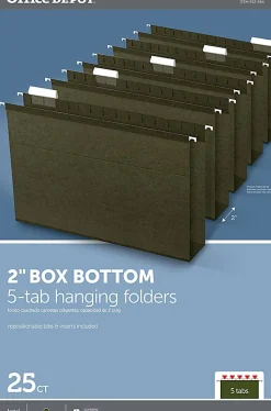 Office Depot® Brand Box-Bottom Hanging File Folders, Legal Size (8-1/2" x 14"), 2" Expansion, Green, Box Of 25