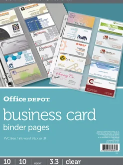 Office Depot® Brand Business Card Binder Pages, 8-1/2" x 11", Clear, Pack Of 10