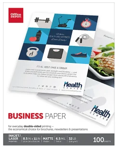 Office Depot® Brand Business Paper, Matte, Letter Size, White, Pack Of 100 Sheets