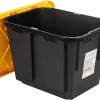 Office Depot® Brand by Greenmade® Professional Storage Totes, 12-Gallon, Black/Yellow, Pack Of 4 Totes
