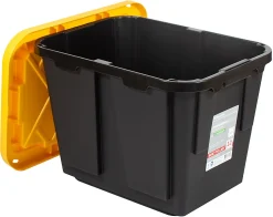 Office Depot® Brand by Greenmade® Professional Storage Totes, 12-Gallon, Black/Yellow, Pack Of 4 Totes