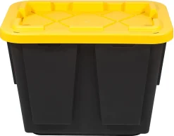 Office Depot® Brand by Greenmade® Professional Storage Totes, 12-Gallon, Black/Yellow, Pack Of 4 Totes