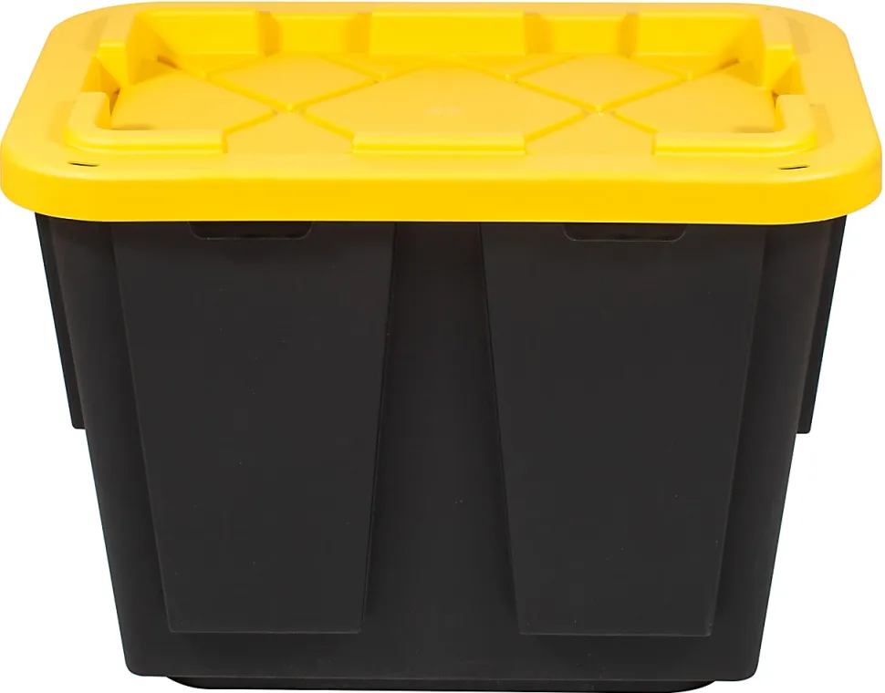 Office Depot® Brand by Greenmade® Professional Storage Totes, 12-Gallon, Black/Yellow, Pack Of 4 Totes
