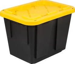 Office Depot® Brand by Greenmade® Professional Storage Totes, 12-Gallon, Black/Yellow, Pack Of 4 Totes